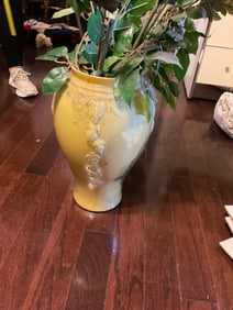 large yellow japanese vase 14"