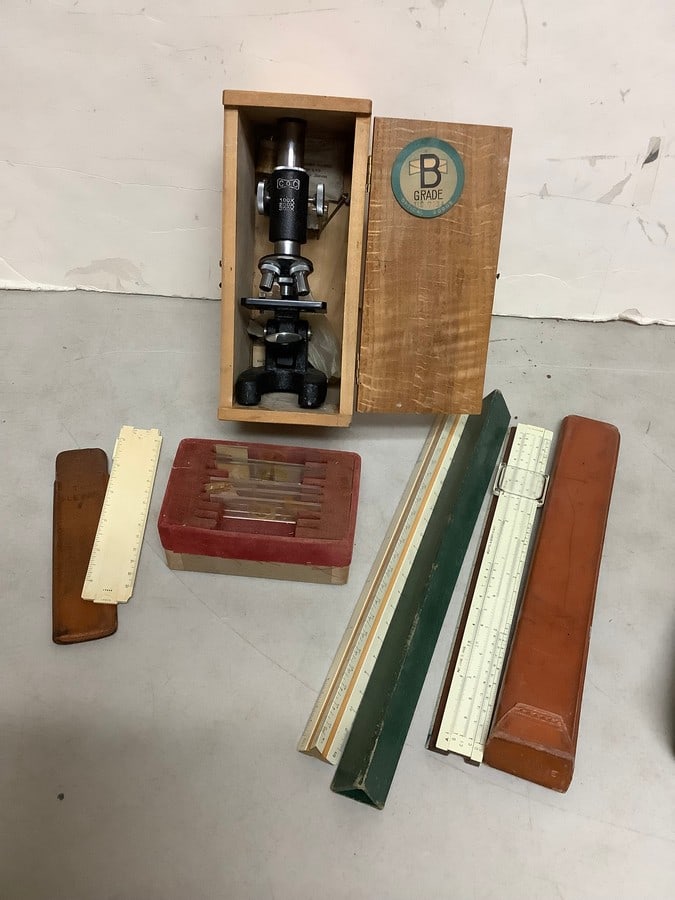 Vintage B Grade Optical microscope, slides, and more (1 of 1)