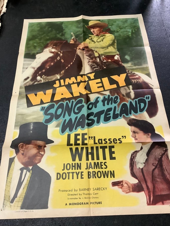 Jimmy Wakely Song of the Wasteland vintage movie poster: Jimmy Wakely Song of the Wasteland vintage movie poster