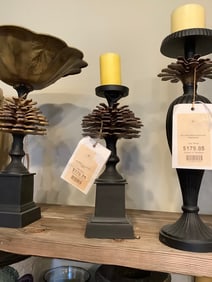 Metal Ribbed Pinecone pillar holder(13in.tall)