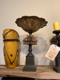 Metal Ribbed Pinecone pillar holder(18in.tall)