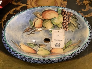 Oval sink fruit deco edge(14in.x17in.)