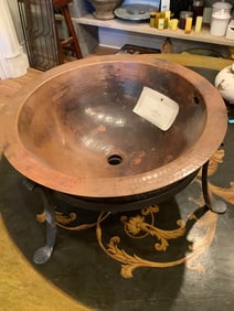 19 inch round copper sink on stand