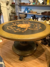 Colonial Brazil Hand painted round pedestal table(56in.across)