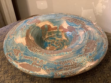 Handmade clay platter made in Italy signed by artist(17in.across)