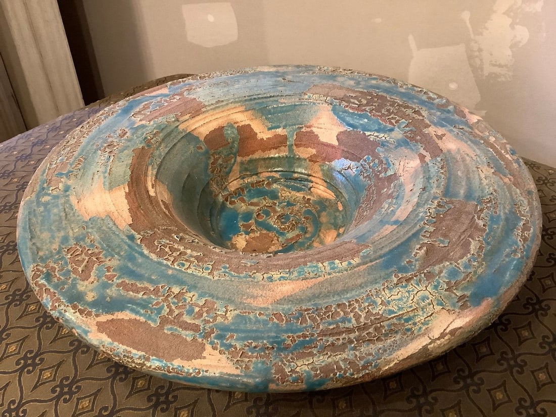 Handmade clay platter made in Italy signed by artist(17in.across) (1 of 1)
