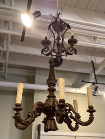Hand carved wood hanging chandelier(32in.long)