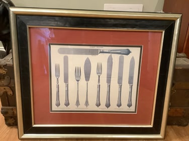Framed Sheffield utensils print(25in.x21in.)