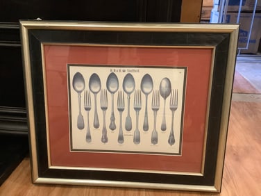 Framed Sheffield utensils print(25in.x21in.)
