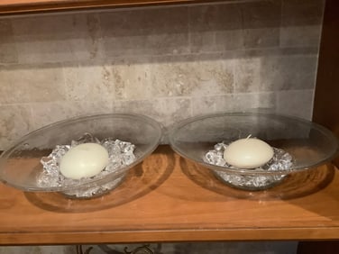 2 speckled votive candle dishes(9in.)