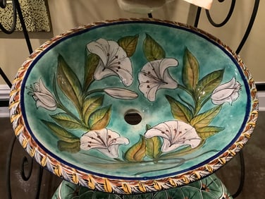 Handpainted lily sink(17in.)