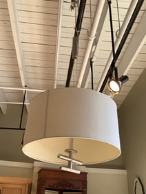 Hanging light fixture and shade(24in.across)