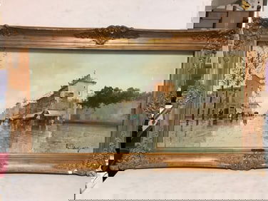 Framed and Signed Maringoni Painting (32.5inx57in) *Damaged*
