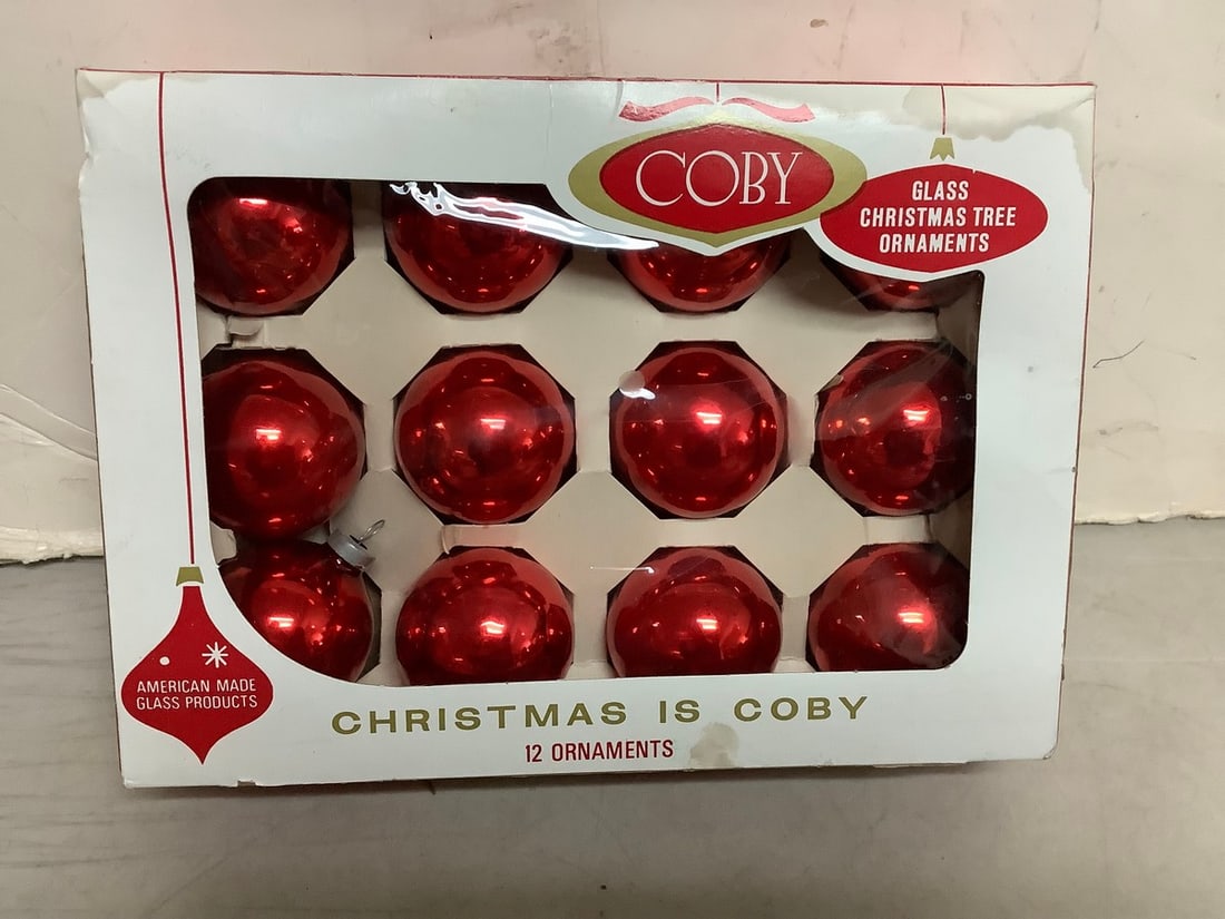 Christmas is Coby Glass Christmas Tree Ornaments - 12 total: Christmas is Coby Glass Christmas Tree Ornaments - 12 total