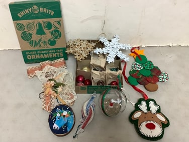 Vintage Shiny Brite Glass Christmas Tree Ornaments, and more