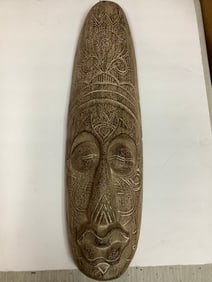 Wood Indonesian Tribal Wall Mask (19.75in Long)