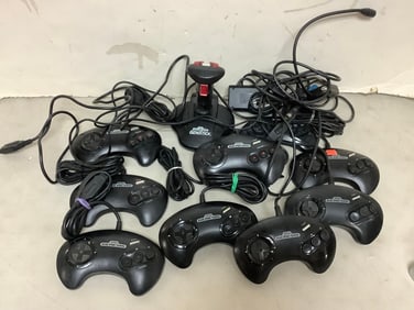 Various Sega Genesis Controllers and Stick Controller