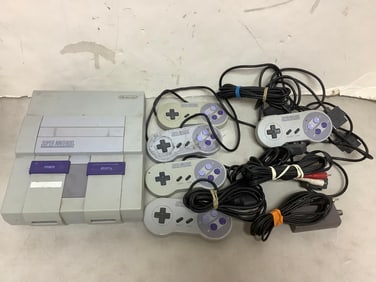 Super Nintendo Entertainment System (SNS-001) with Super Nintendo Controllers
