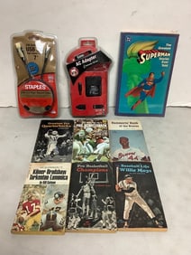 Vintage Sports Books, Superman Comic Book, Gamestop AC Adapter, and more)