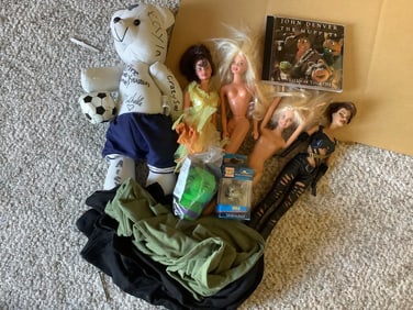 John Denver the Muppets CD, Barbie dolls, pocket pop Hulk, and more