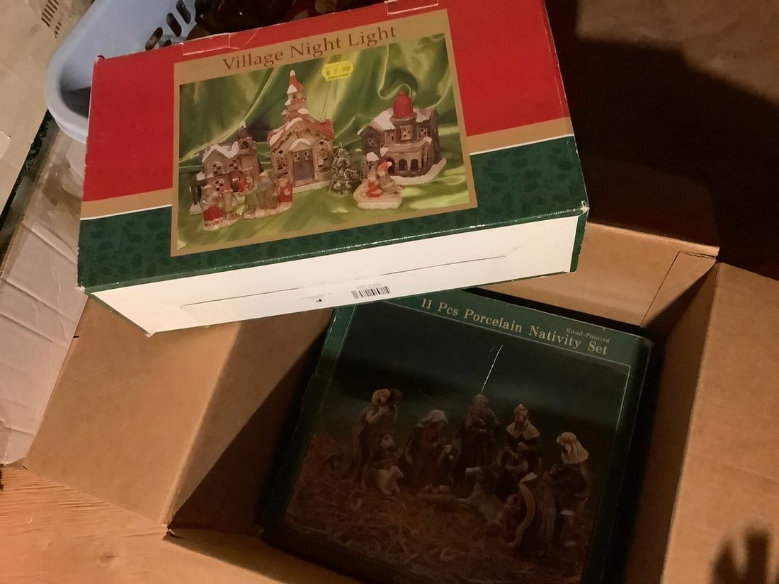 Village Night Light set and Heritage 11pc. porcelain nativity set (1 of 1)