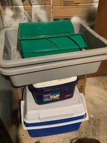 Coolers and organizing bins