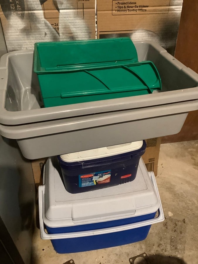 Coolers and organizing bins: Coolers and organizing bins