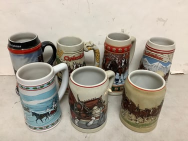 Budweiser beer mugs(7in.tallest)