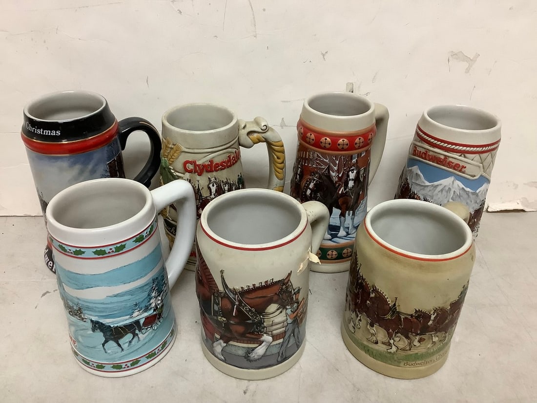 Budweiser beer mugs(7in.tallest) (1 of 1)