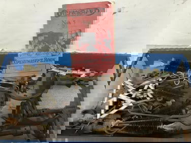 Vintage Chemcraft no.5 experiment book and various laboratory equipment