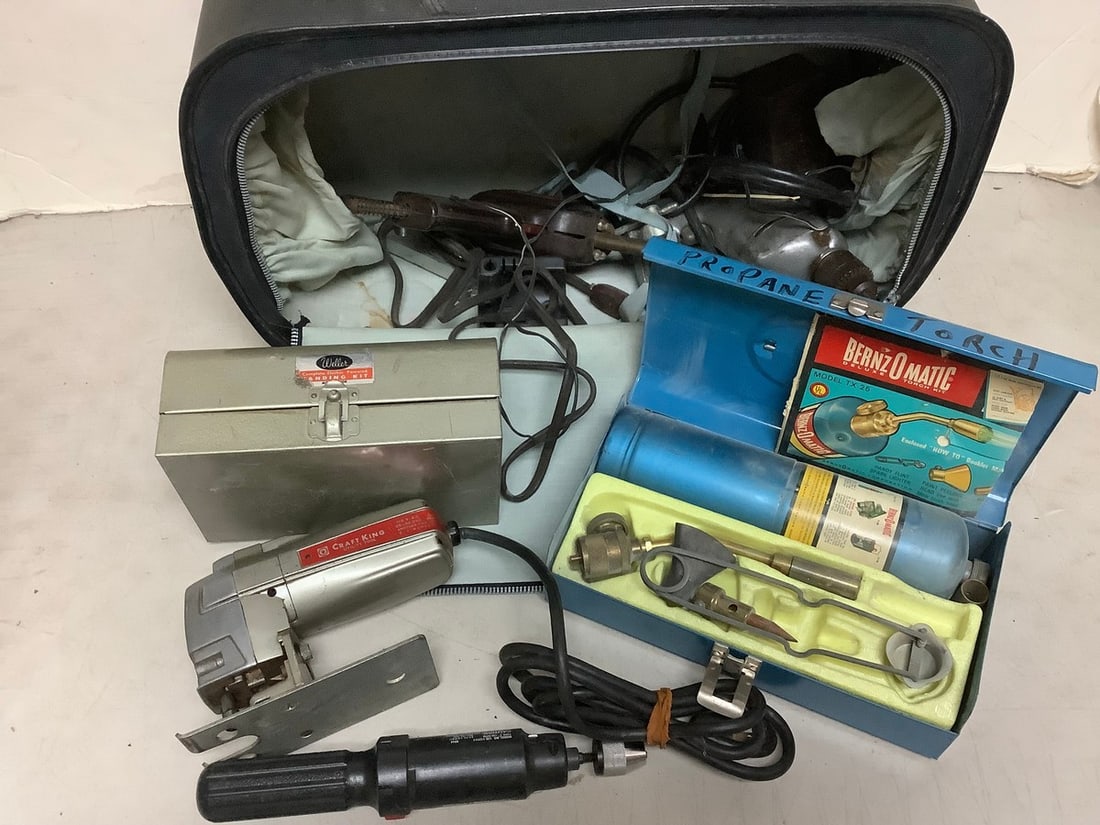 Grasshopper bag full of supplies(Benz o matic propane torch, sanding gun, and more): Grasshopper bag full of supplies(Benz o matic propane torch, sanding gun, and more)