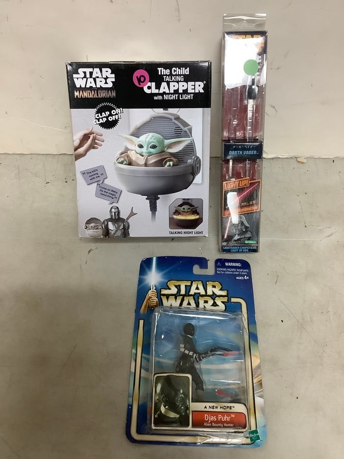 Star Wars night light, Djas Puhr figure, and darth vader lightsaber chopsticks (1 of 1)