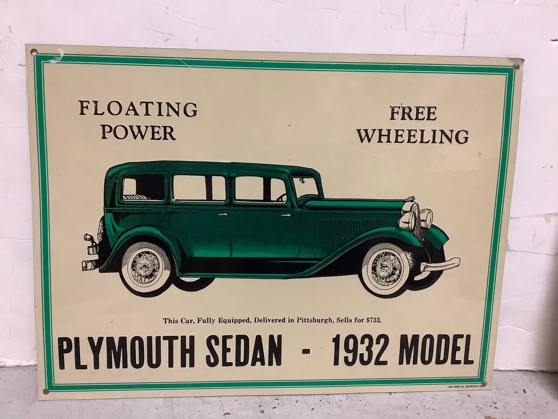 Plymouth Sedan-1932 model tin sign wall decor(11in.x15in.) (1 of 1)