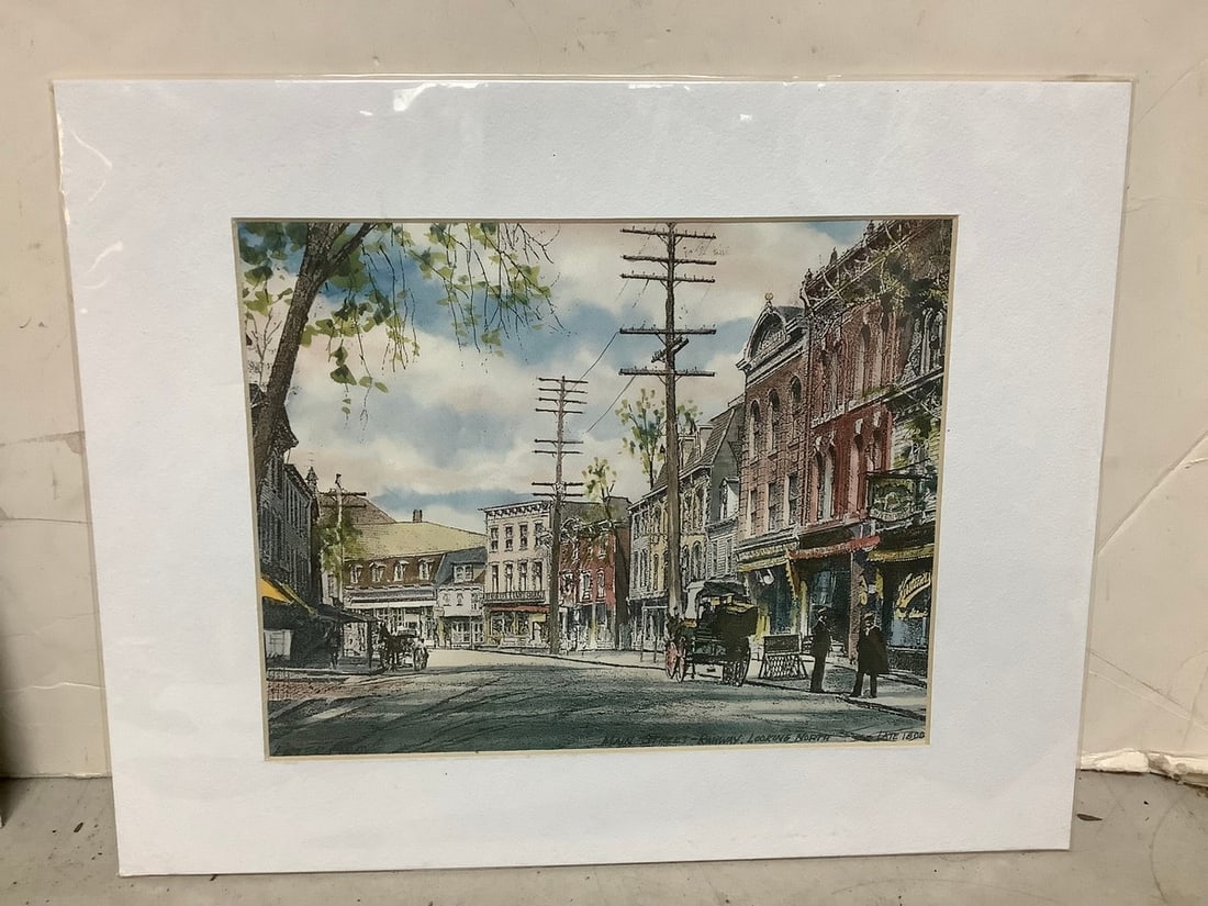 Main Street "Rahway Looking North" late 1800 art print(11in.x14in.): Main Street "Rahway Looking North" late 1800 art print(11in.x14in.)