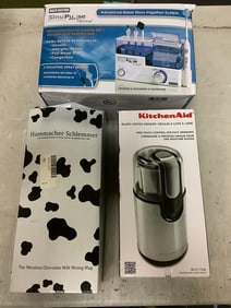 Kitchen Aid coffee grinder, Sinu pulse elite nasal sinus irrigation system, and Hammacher Schlemmer