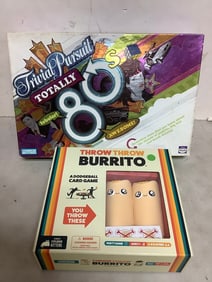 Board games (Throw Throw Burrito and Trivial Pursuit totally 80's)