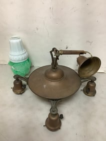 Vintage Brass Chandelier *missing one glass shade* (11in Tall)