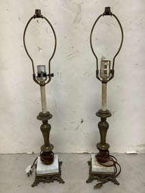 Mid Century Marble Base Lamps(23in Tall)