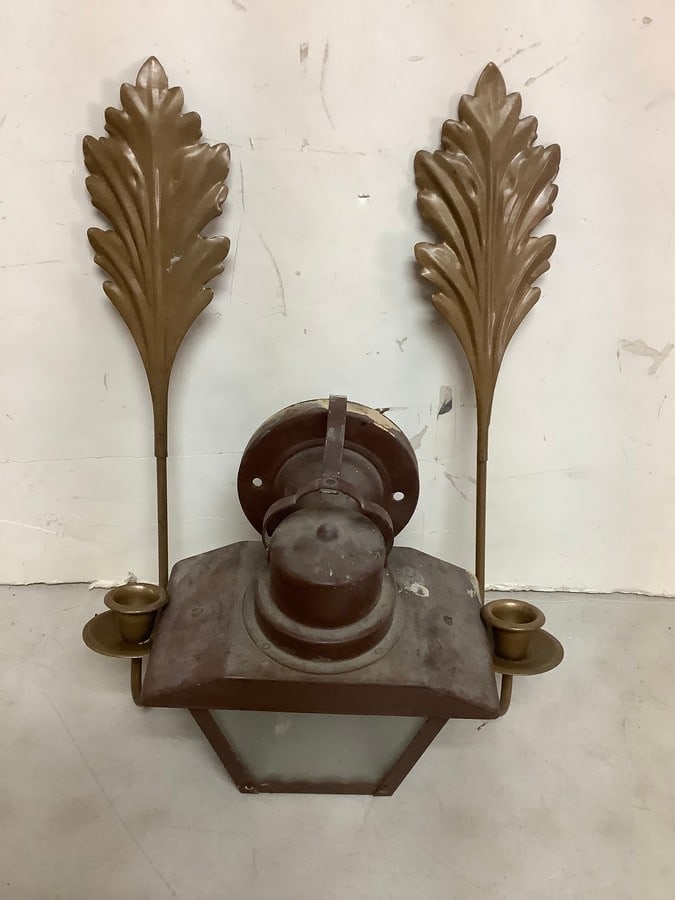 Wall Candle Holders(15.5in Tall) and Vintage Lantern: Wall Candle Holders(15.5in Tall) and Vintage Lantern