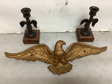 Eagle Candle Holders (7in Tall) and Wall Hanging Decor