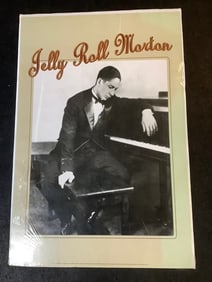 Jelly Roll Morton Black and White Photographic Print on Board (24.5inx36.5in)