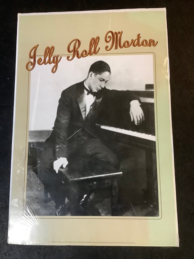 Jelly Roll Morton Black and White Photographic Print on Board (24.5inx36.5in): Jelly Roll Morton Black and White Photographic Print on Board (24.5inx36.5in)