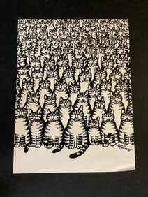 Signed Black and White Cat Art Print (18inx24in)