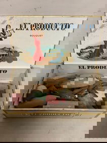 Vintage fishing supplies in cigar box