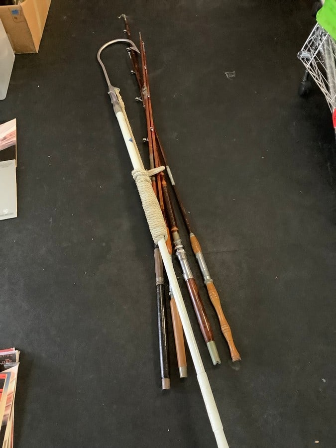 Various fishing poles and hook pole(85in.long) (1 of 1)