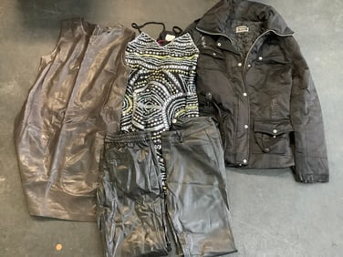 Vince faux leather dress(4), Zara Woman premium denim collection pants(28), and more