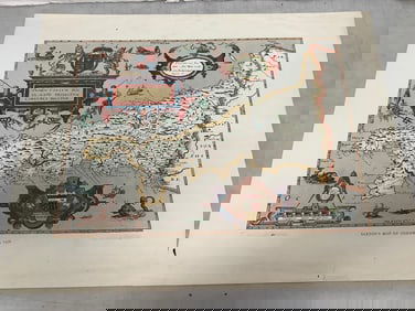 Saxton's Map of Cornwall,1576(19.75in.x24.75in.)