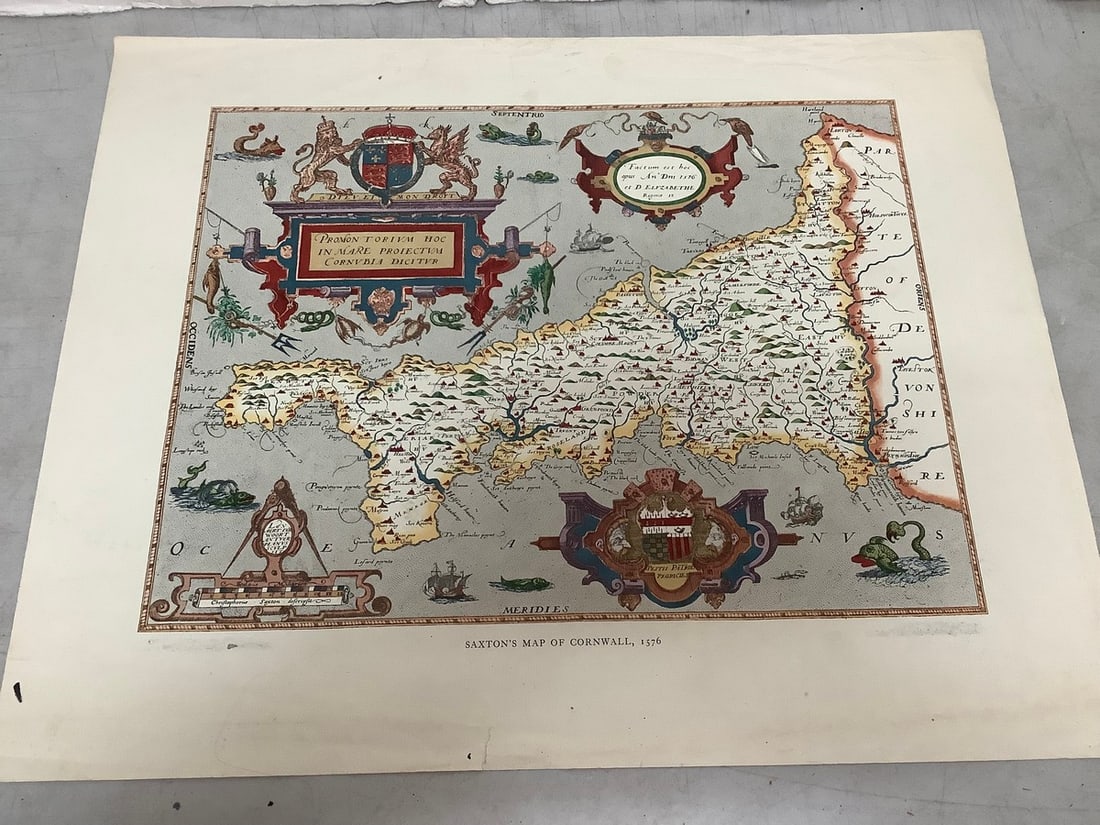 Saxton's Map of Cornwall,1576(19.75in.x24.75in.) (1 of 1)