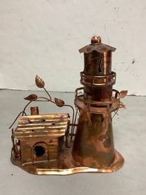 Vintage copper metal music box (11in Tall)
