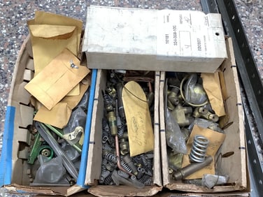 Box full of new brass fittings for oxy acetylene torches